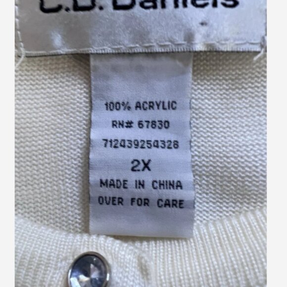 C.D. Daniels Cardigan Sweater Women’s 2X Floral Rhinestone Cream Red Burgundy - Picture 5 of 5